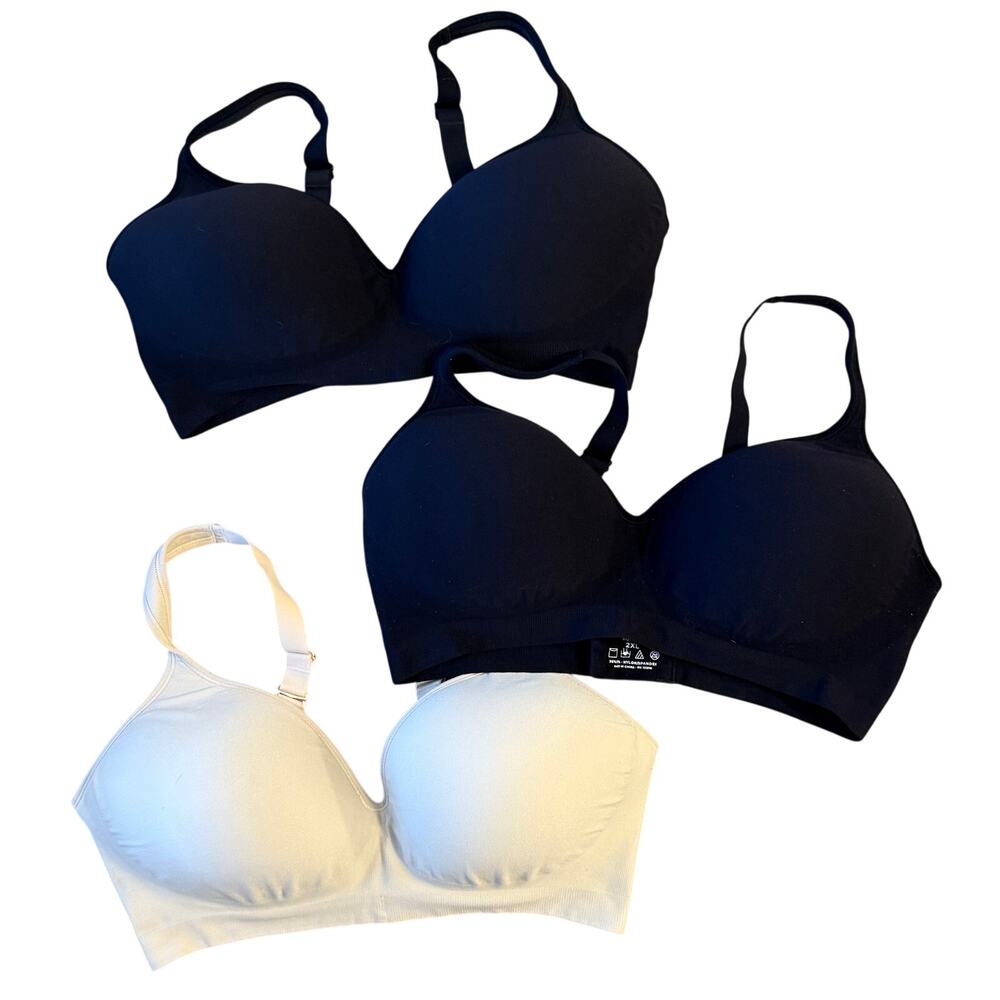 Underoutfit Bras 460 Perfect Neckline Seamless Sand (1) Black (2) 2XL LOT OF 3